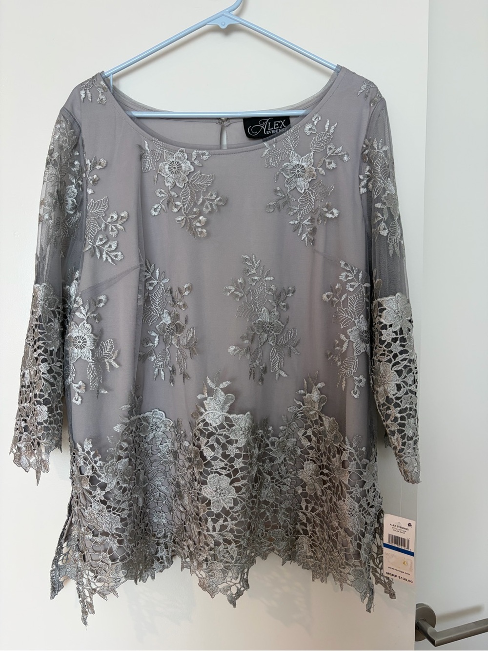 3/4 Sleeve Gray Blouse